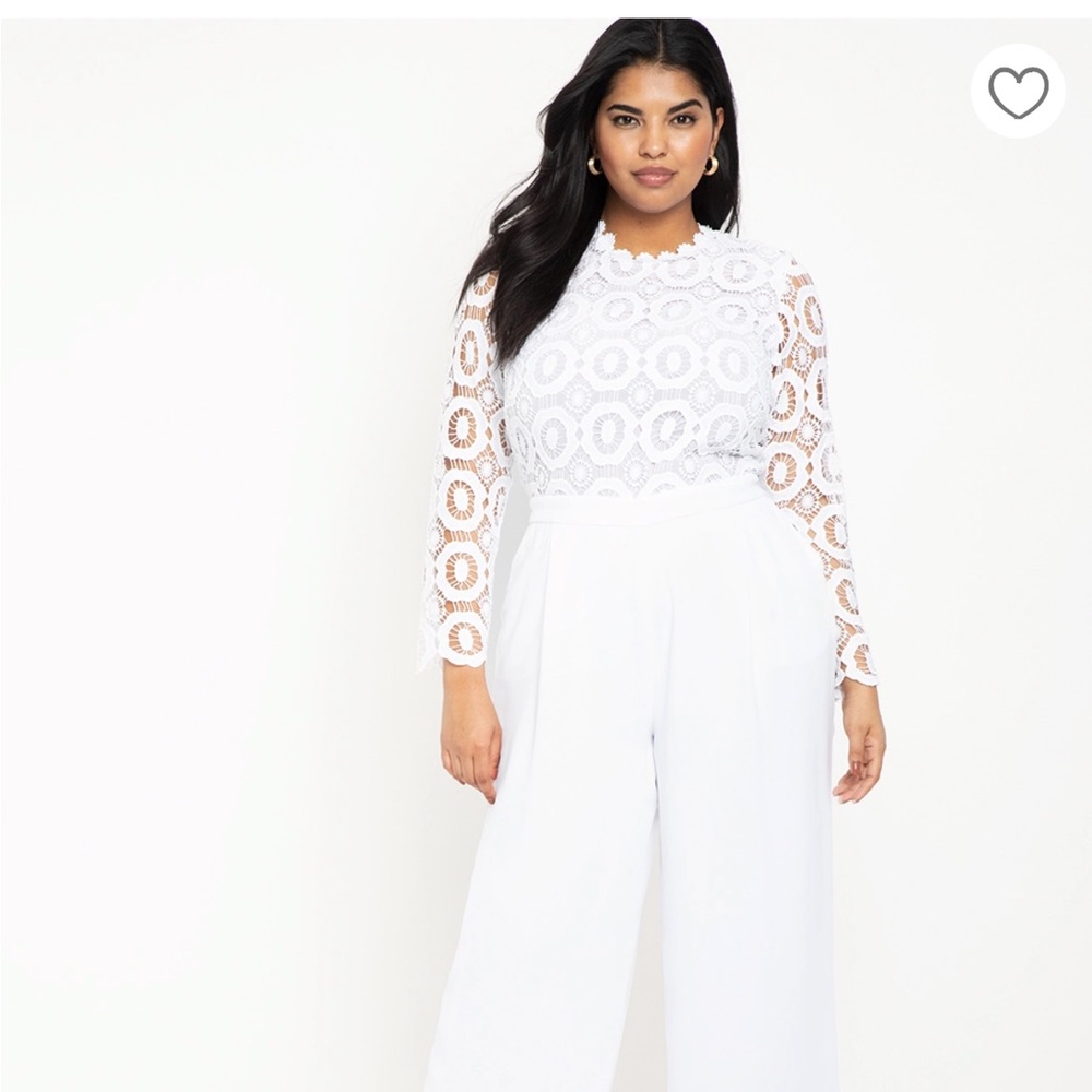 White lace wide leg jumpsuit